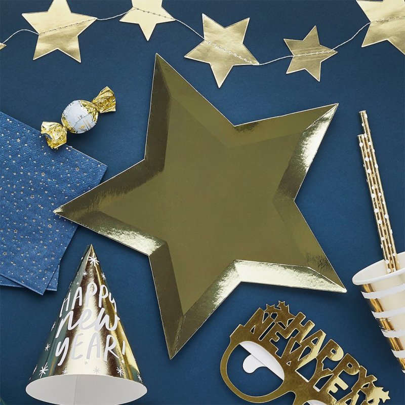 8 Pratos 27cm Estrela Dourada