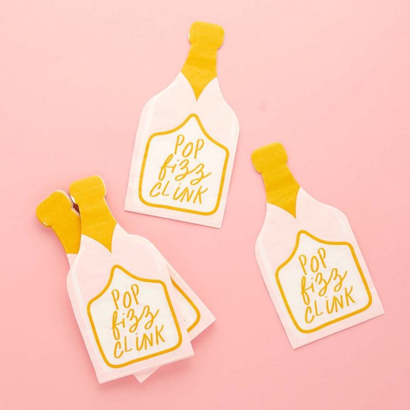 16 Guardanapos 19x9cm Garrafas de Champanhe