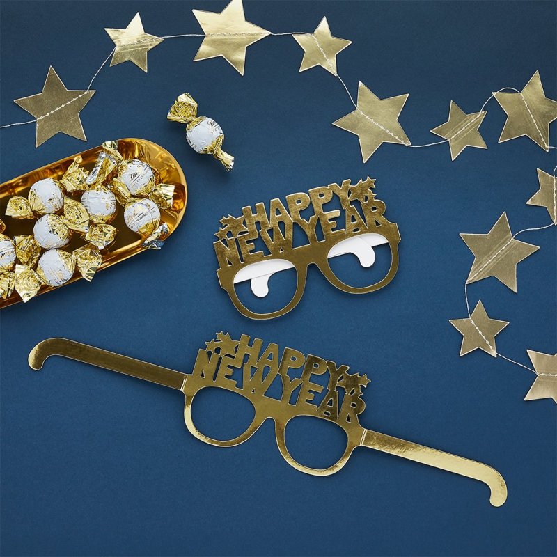 10 Óculos Happy New Year Dourados