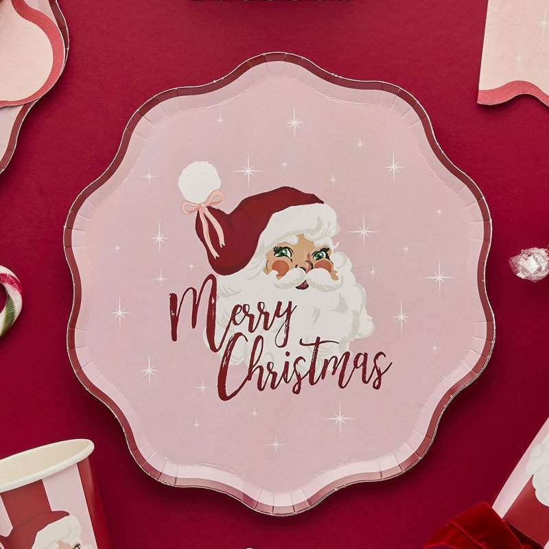 8 Pratos Vintage Santa