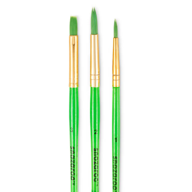 3 Pincéis Pintura Facial Green Starter - Snazaroo