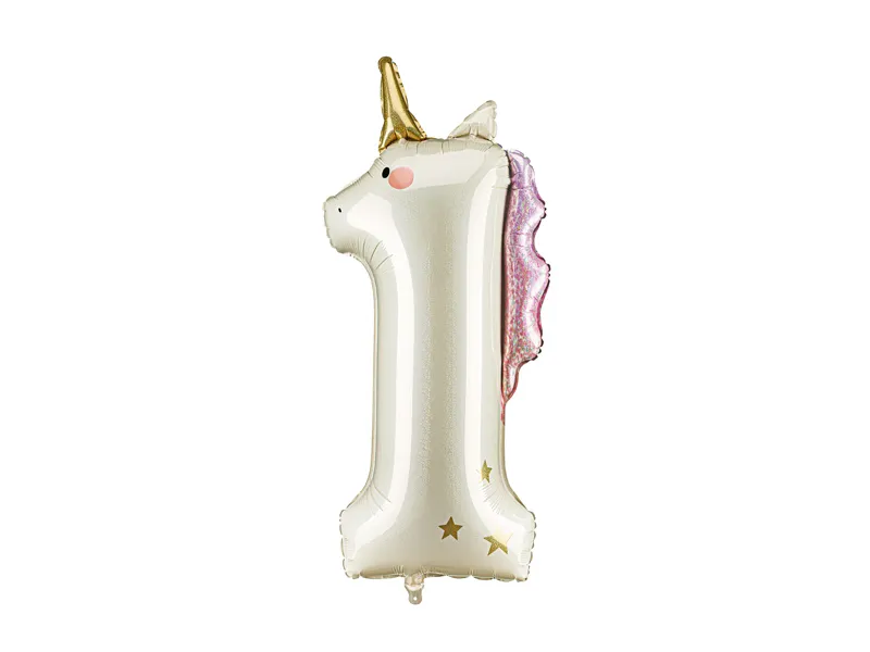 Balão Foil 93cm Número 1 Unicórnio