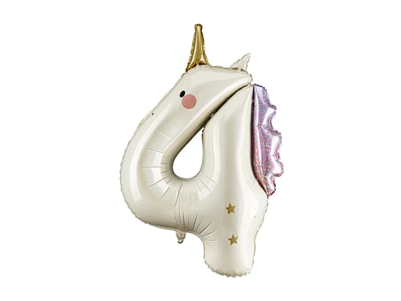Balão Foil 93cm Número 4 Unicórnio