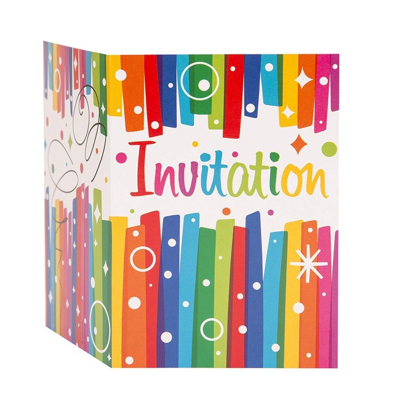 8 Convites Rainbow Ribbons Birthday 