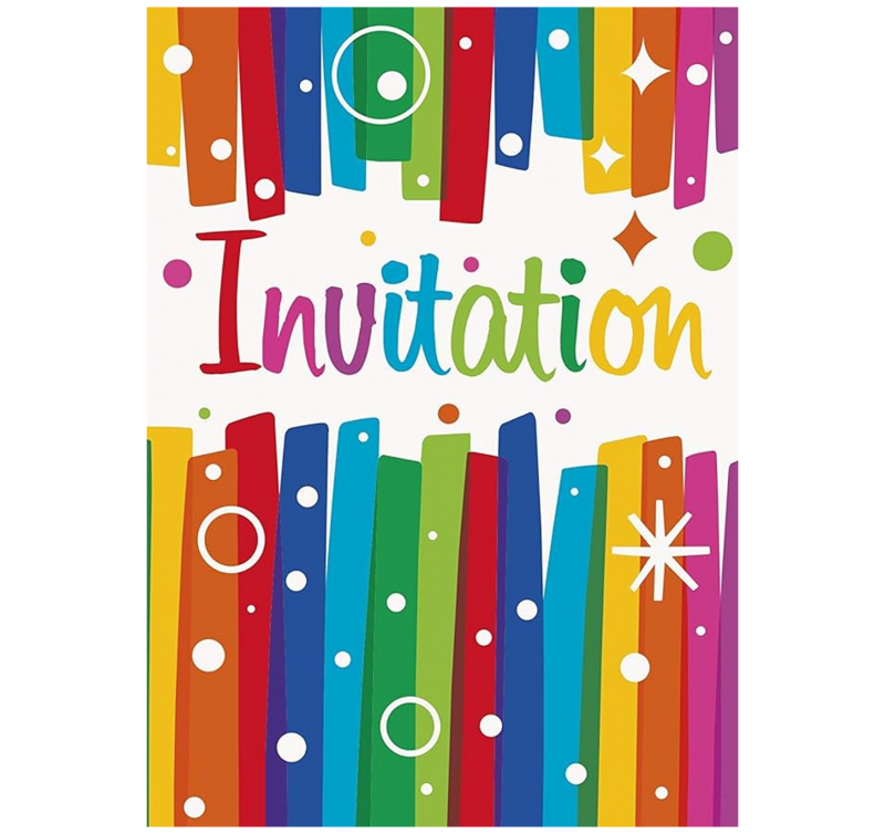 8 Convites Rainbow Ribbons Birthday 
