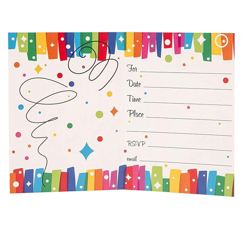 8 Convites Rainbow Ribbons Birthday 