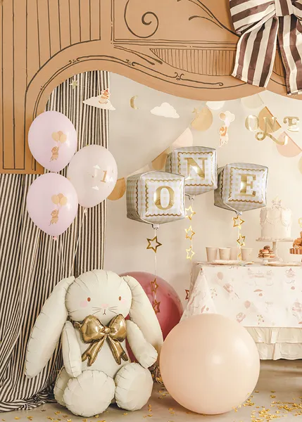 3 Balões Foil 34x36cm 'ONE' - 1º Aniversário Vichy