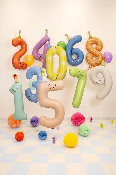 Balão Foil 86cm Smile com Chapéu Nº3 Azul Estrelas