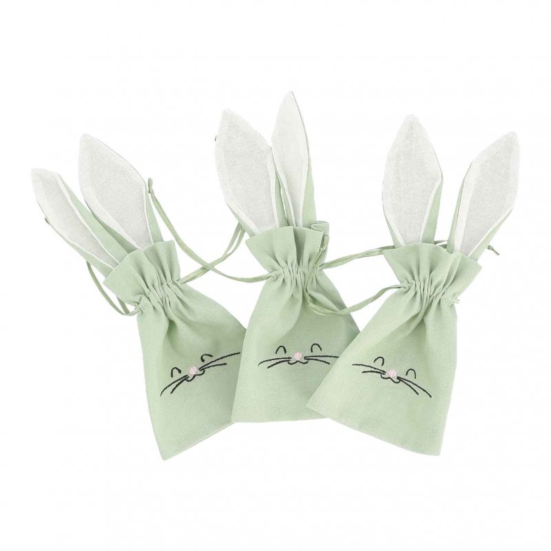 3 Saquinhos Orelhas de Coelho Tecido