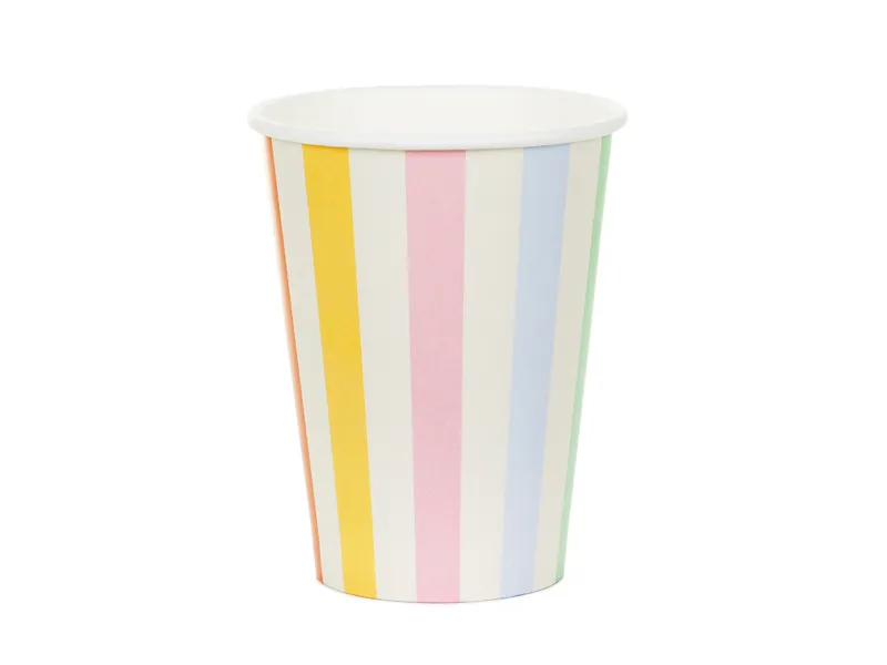 6 Copos 400ml Riscas Coloridas