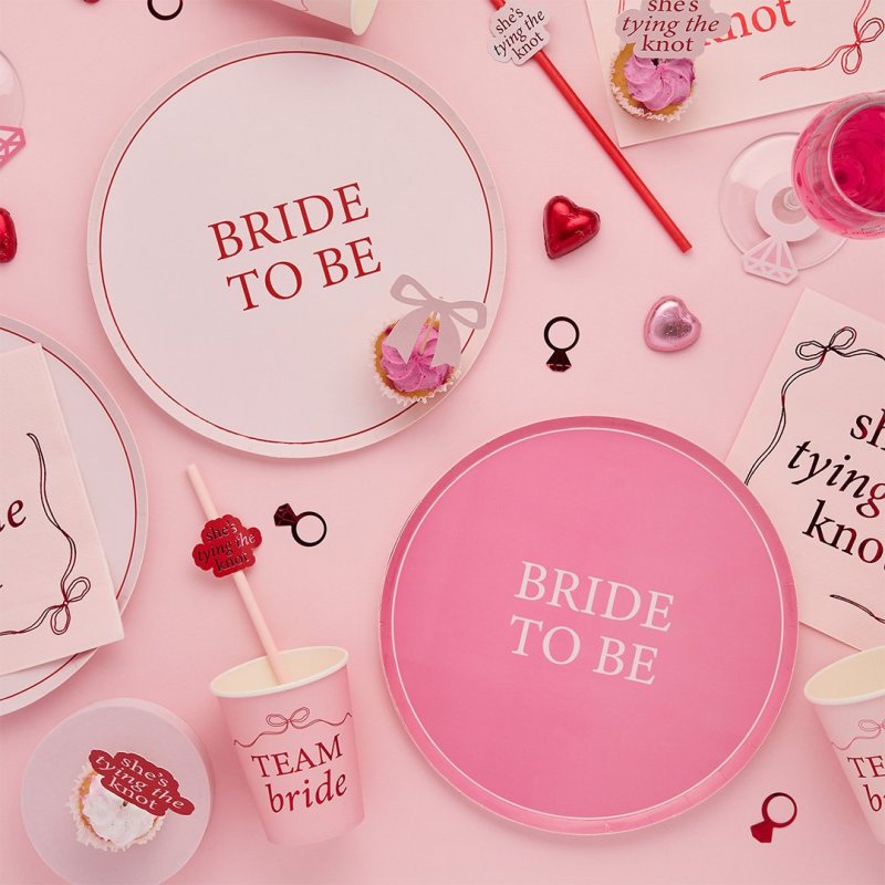 8 Pratos 'Bride to Be' Rosa