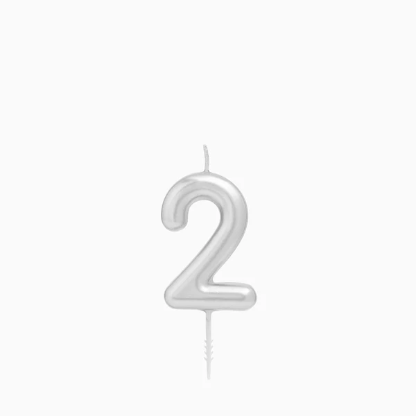 Vela de Aniversário Prateado 6cm nº2