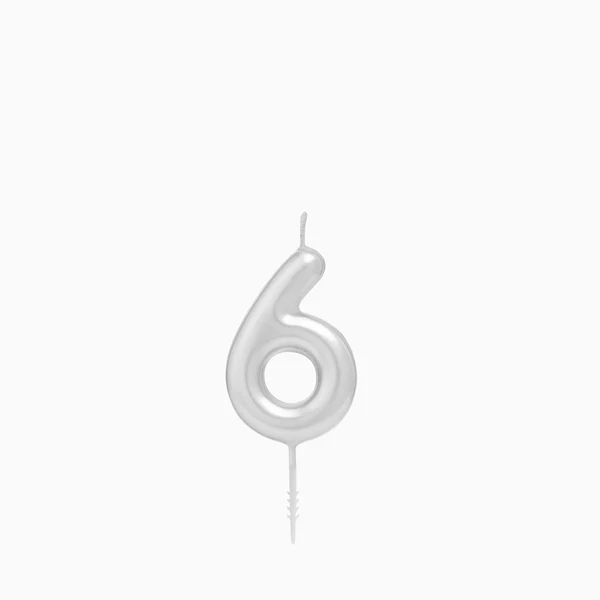 Vela de Aniversário Prateado 6cm nº6