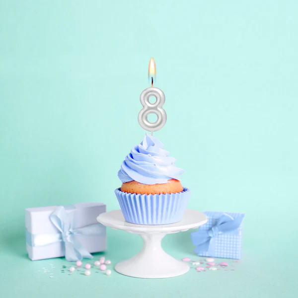 Vela de Aniversário Prateado 6cm nº8