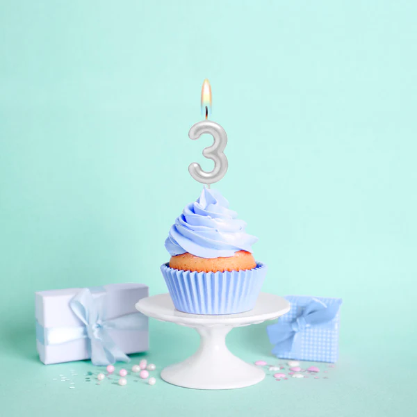 Vela de Aniversário Prateado 6cm nº3
