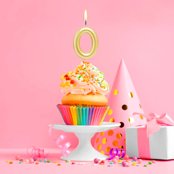 Vela de Aniversário Dourado 6cm nº0