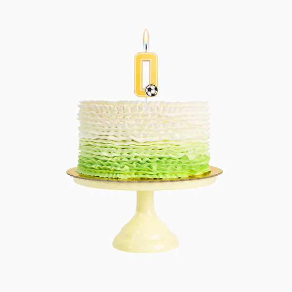 Vela de Aniversário Dourada 7,5cm Futebol nº0