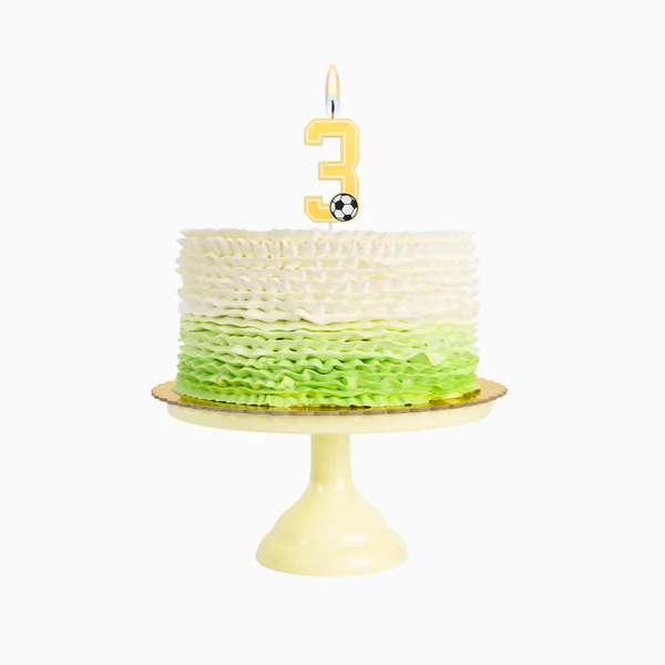 Vela de Aniversário Dourada 7,5cm Futebol nº3