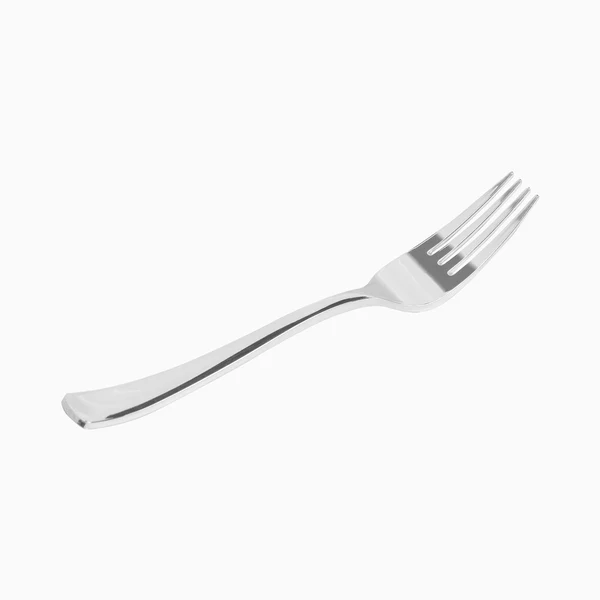 10 Garfos Plástico 18,5cm Prateado Metalizado