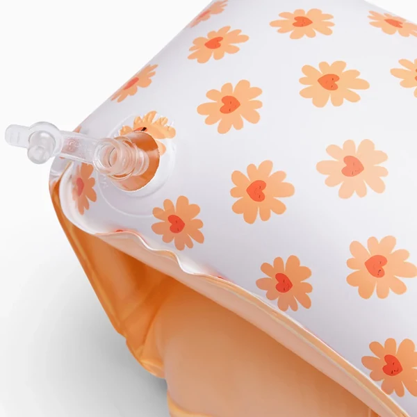 Braçadeiras 0-2 anos Brancas com Flores Laranja