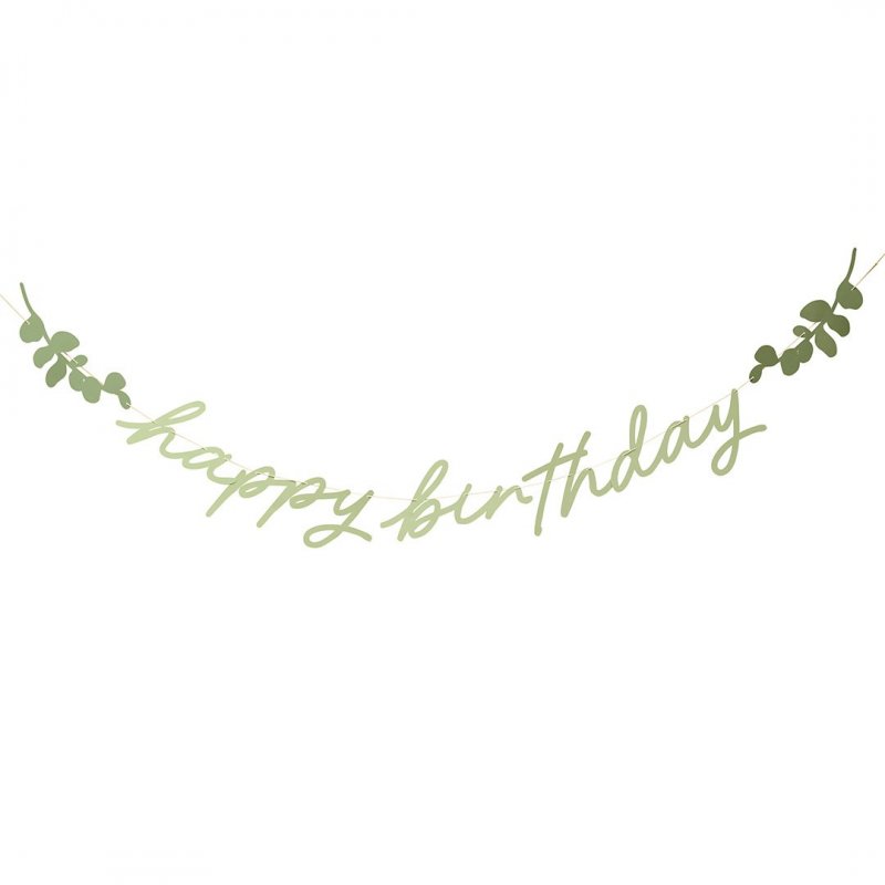Grinalda 2m Happy Birthday Botanical Verde Sálvia
