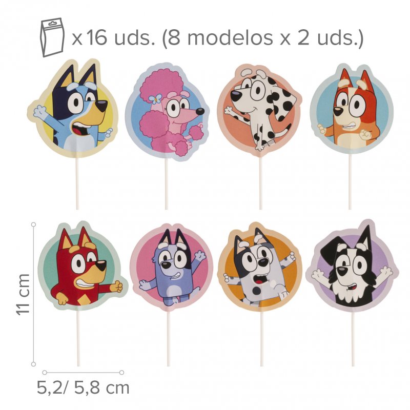 16 Topos de Bolo Bluey e Bingo