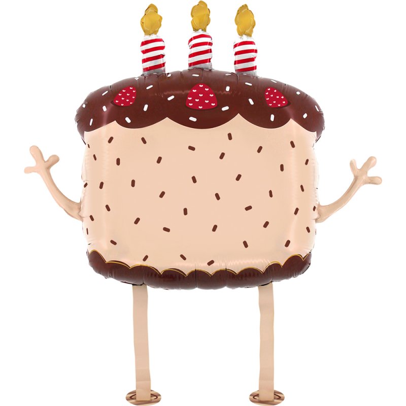 Balão Foil 63x69cm Pet Walker Happy Birthday Bolo de Chocolate