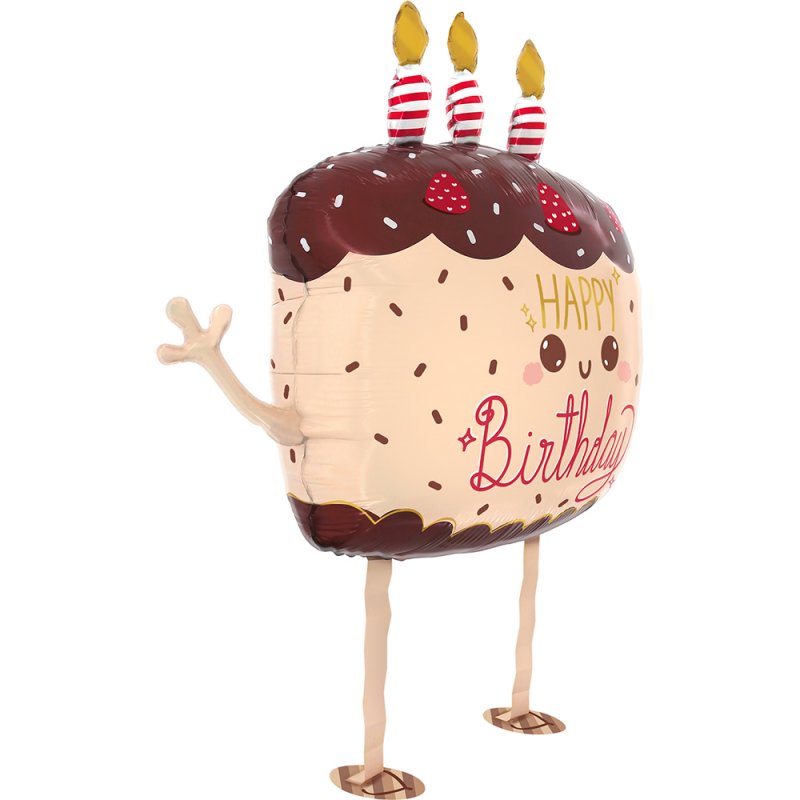 Balão Foil 63x69cm Pet Walker Happy Birthday Bolo de Chocolate