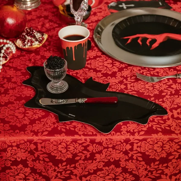 6 Pratos 37x18,5cm Forma Morcego - Halloween