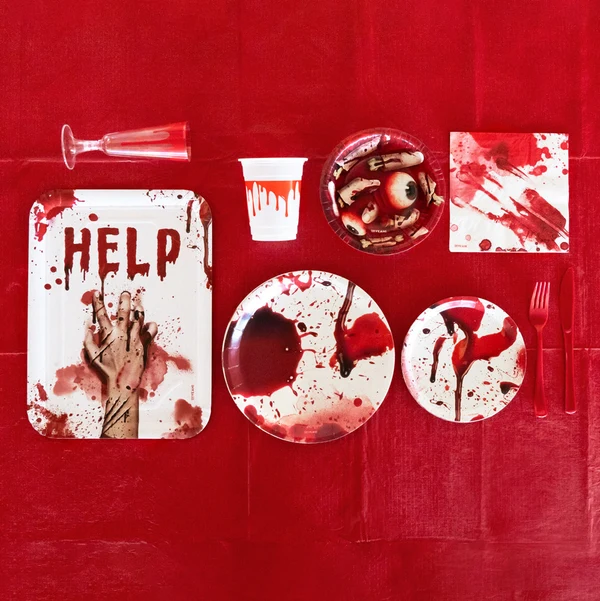 2 Bandejas de Papel 25x34cm Sangue - Halloween