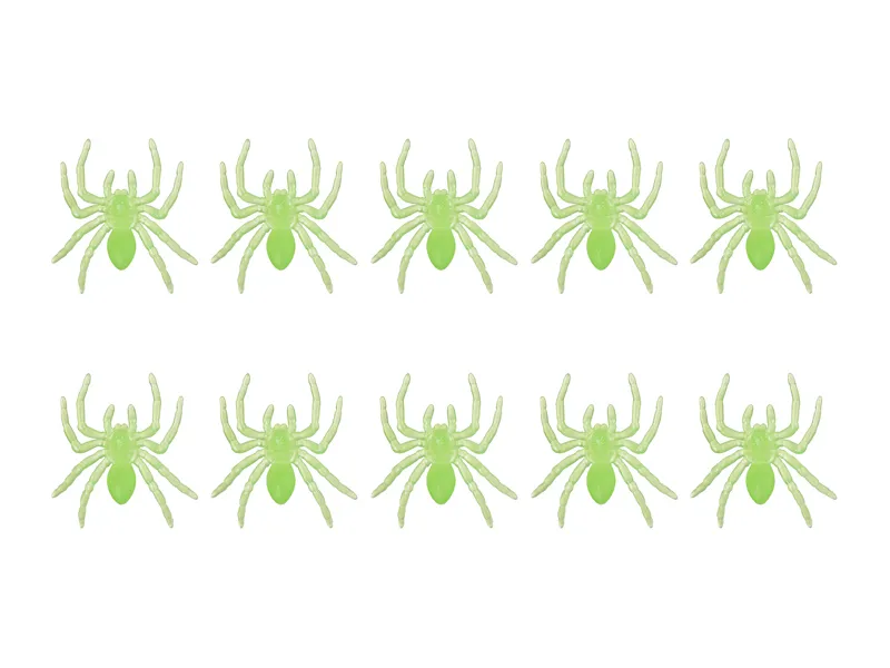 10 Aranhas de plástico 3x3,5cm Brilham no Escuro