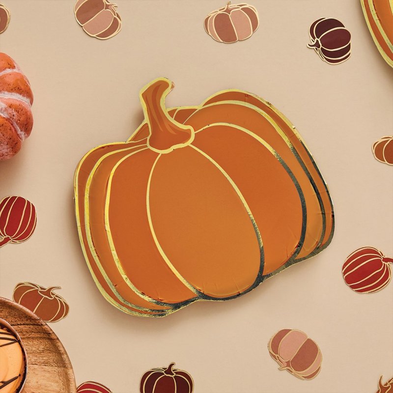 8 Pratos Abóbora 18,5cm - Halloween