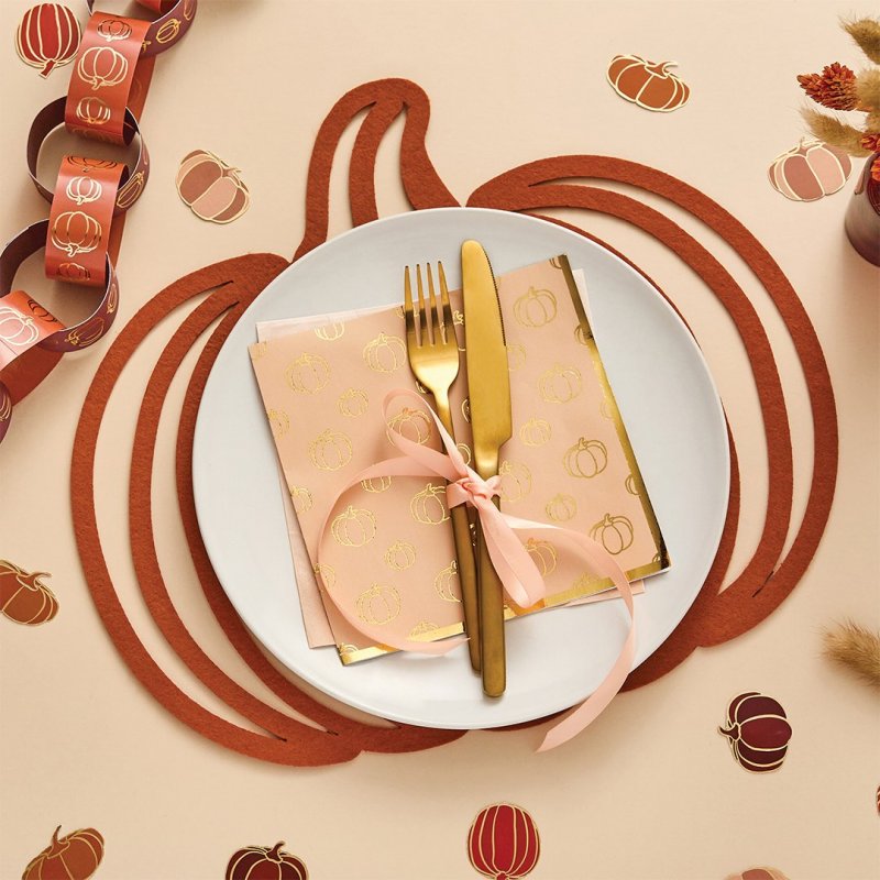 4 Individuais de Mesa Abóbora em Feltro 38cm - Halloween