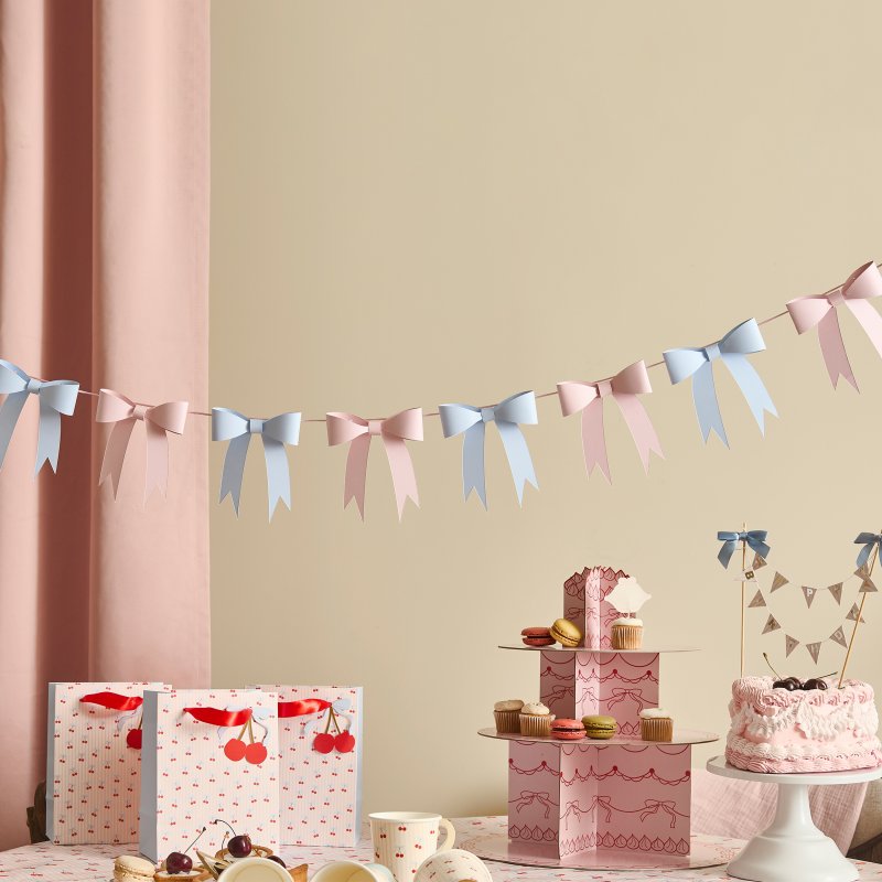 Grinalda Laços 3D Rosa e Azul 2,5m 