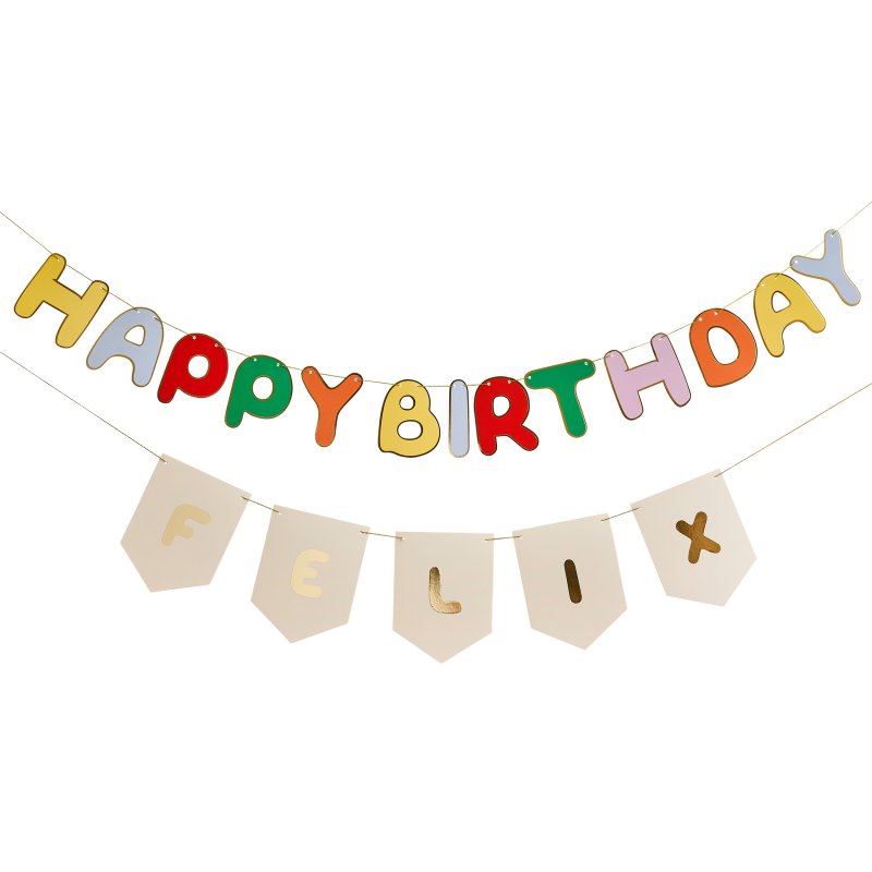2 Grinaldas Happy Birthday Personalizáveis 2m - Playful Brights