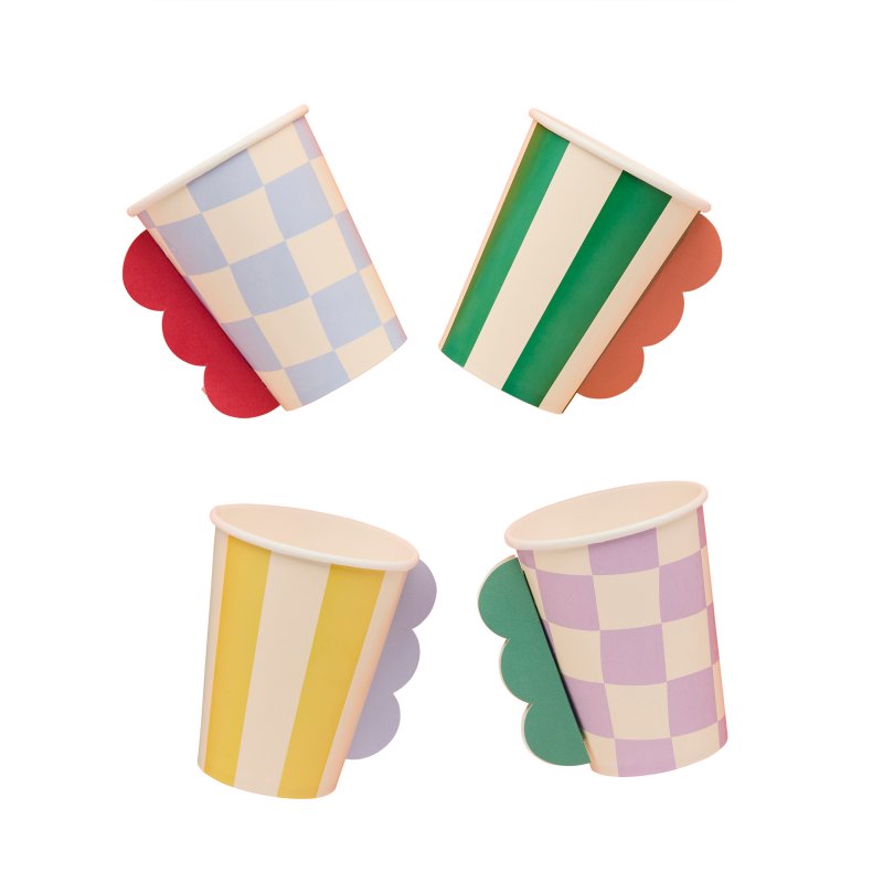 8 Copos Papel 3D 250ml - Playful Brights