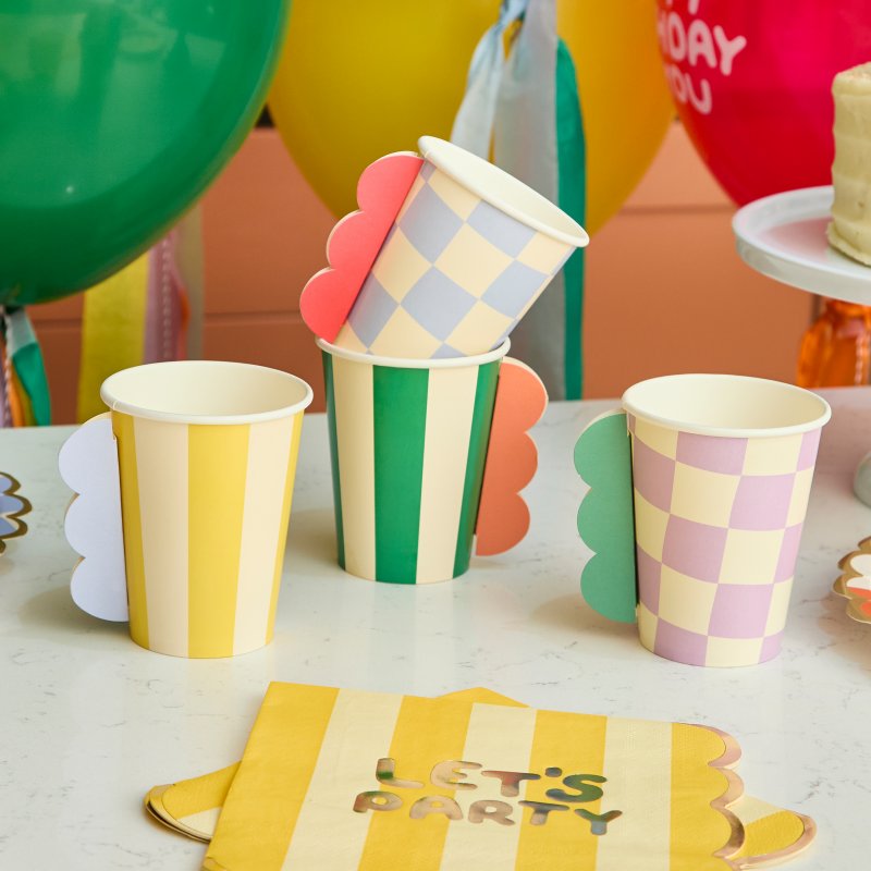 8 Copos Papel 3D 250ml - Playful Brights