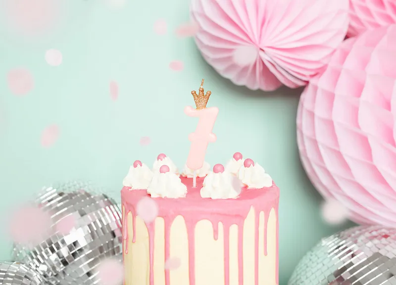 Vela Aniversário nº7 Rosa Claro Coroa
