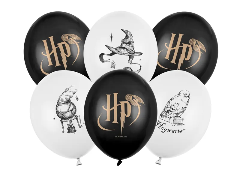 6 Balões Látex 30cm Harry Potter Preto e Branco