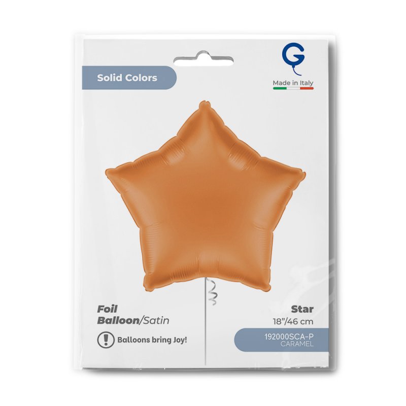 Balão Foil 18'' Estrela Satin Caramel - Laranja Escuro