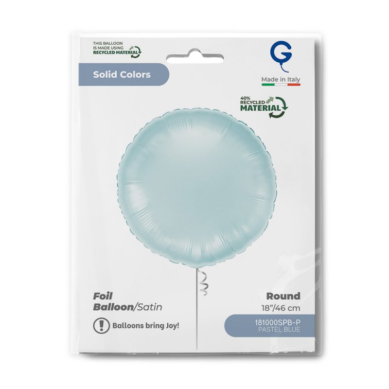 Balão Foil Redondo Satin Pastel Blue - Azul Pastel