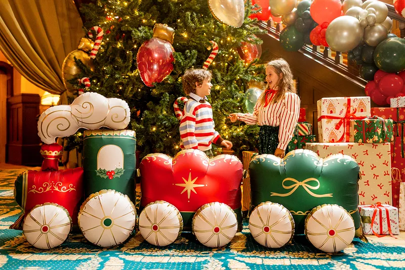 Balão Foil de Chão 221x96cm Comboio de Natal XXL