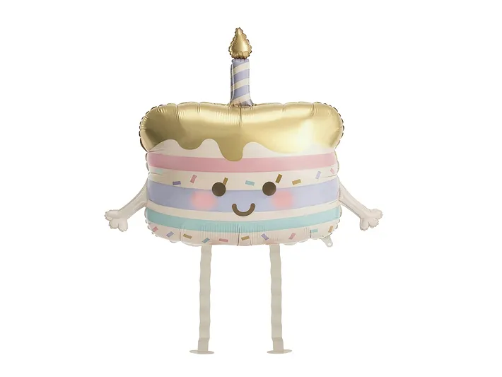 Balão Foil Walking 67x57cm Bolo de Aniversário 