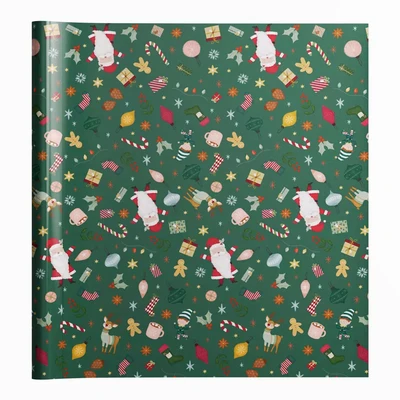 Papel de Embrulho 70x200cm Pai Natal Verde
