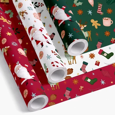 Papel de Embrulho 70x200cm Pai Natal Vermelho
