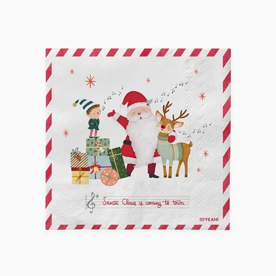 30 Guardanapos 33x33cm Pai Natal