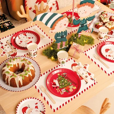 6 Pratos 23cm Pai Natal Vermelho