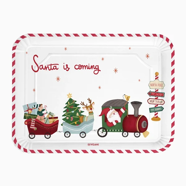 2 Bandejas Retangulares 25x34cm Santa Is Coming