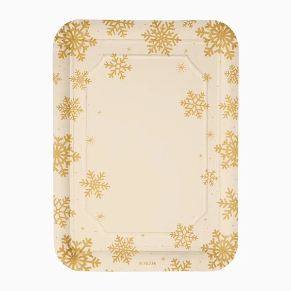 2 Bandejas Retangulares 25x34cm Flocos de Neve Dourados