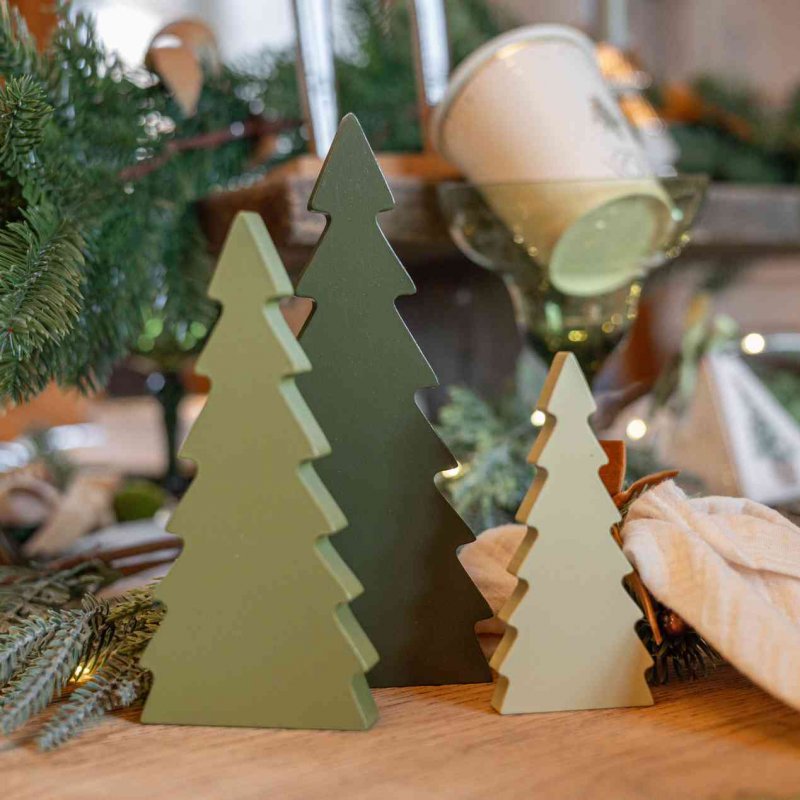 3 Árvores Decorativas 17cm Verde Natal